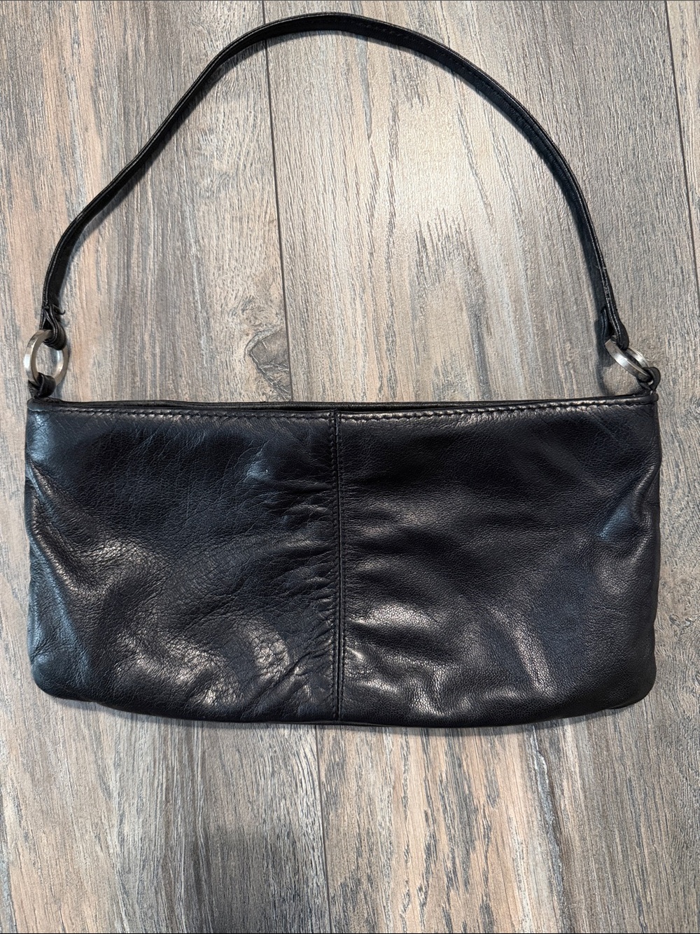 Express Black Leather Shoulder Bag with Single Strap